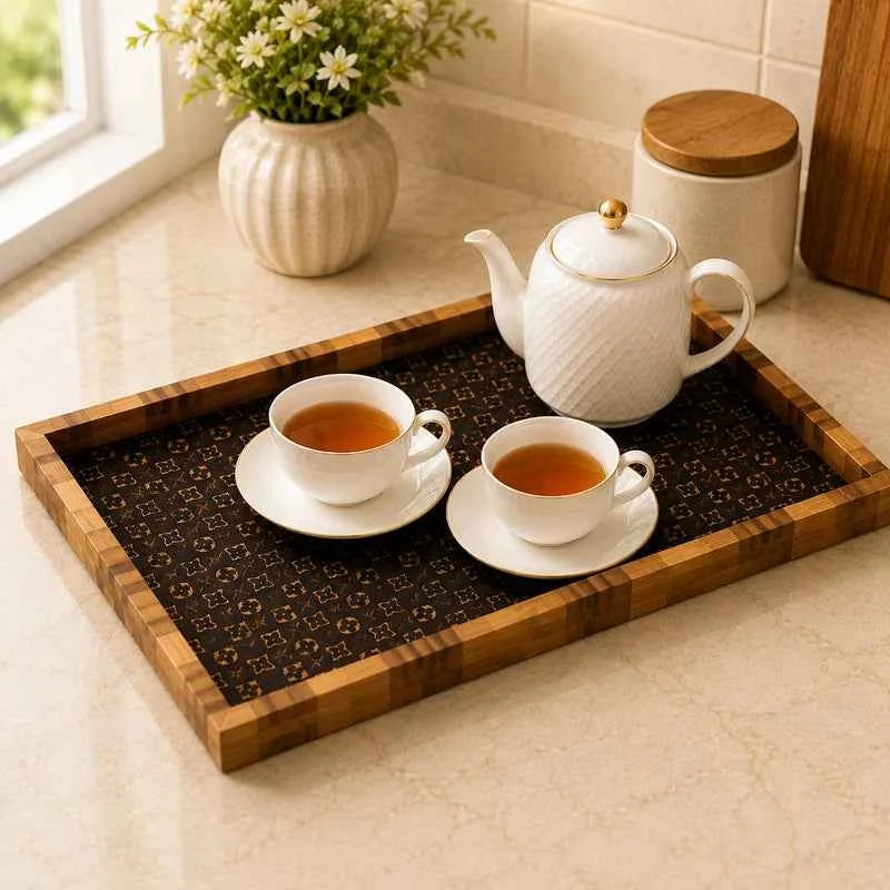 Set Of 3 Luxury Wooden Display Tray Set, Wooden Home Essentials Tray Set, Multipurpose Wooden Serving Tray, Classic Wooden Breakfast Tray