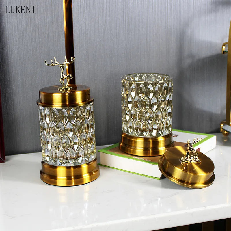 Deer Design Gold Candy Jar