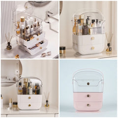 Acrylic Cosmetic Organizer (White/Pink)