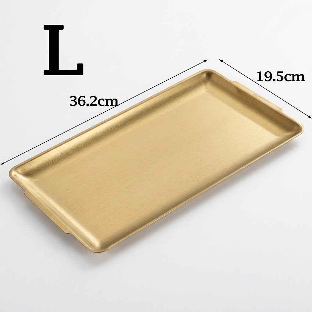Gold Stainless Steel Rectangular Serving Tray