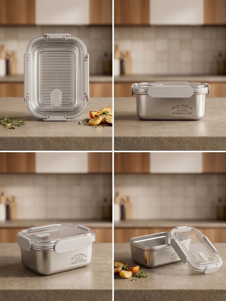 Stainless Steel Leak-Proof Food Storage Container with Clip Lid