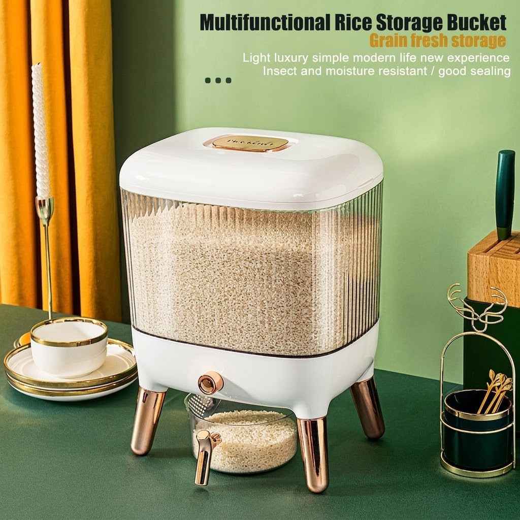 Rice & Grain Storage Bucket Dispenser with Measuring Cup