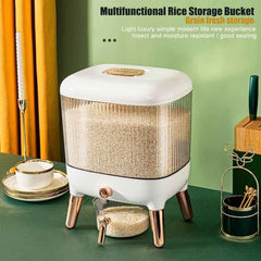 Rice & Grain Storage Bucket Dispenser with Measuring Cup