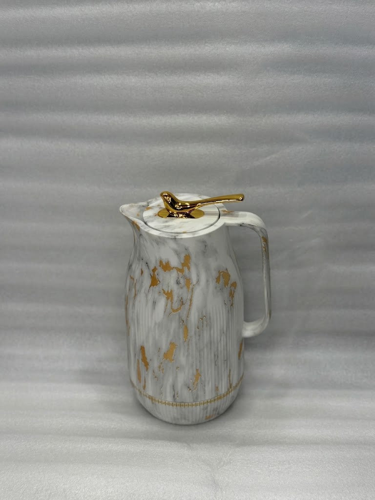 Marble-Finish Thermal Carafe (White/Gold)