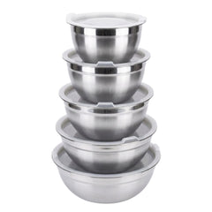 Nesting Mixing Bowl Set with White Lids (Set of 5)