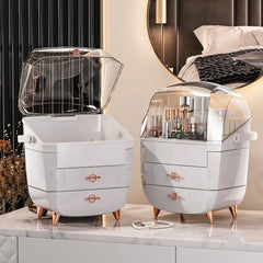White Cosmetic Storage Box with Rose Gold Legs