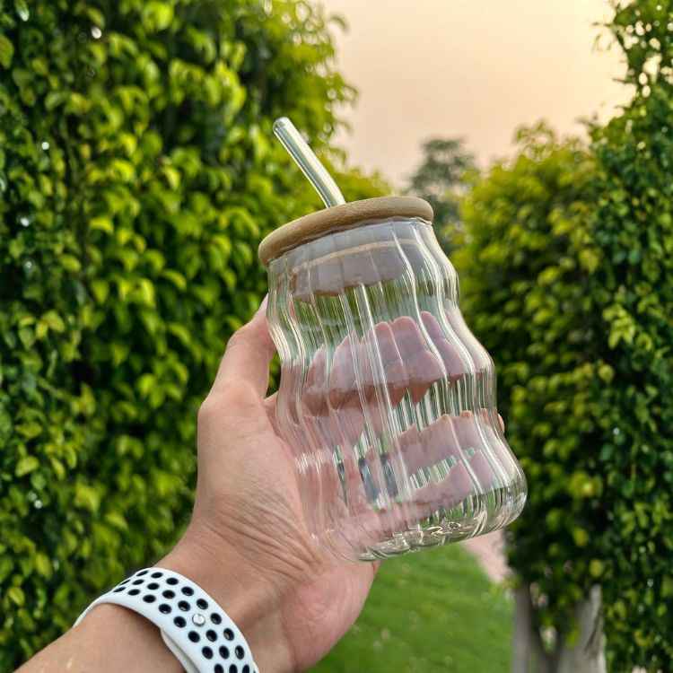 Glass Sipper Tumbler with Bamboo Lid