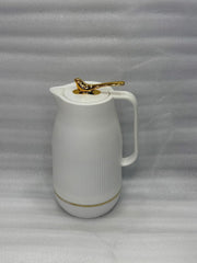 White and Black Thermal Carafe with Gold Bird Lid