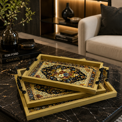 Vintage Persian light weight Carpet Pattern Serving Tray Set