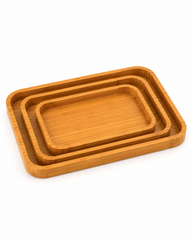 Set of 3 Rectangular Sizes Bamboo Washable Serving Tray