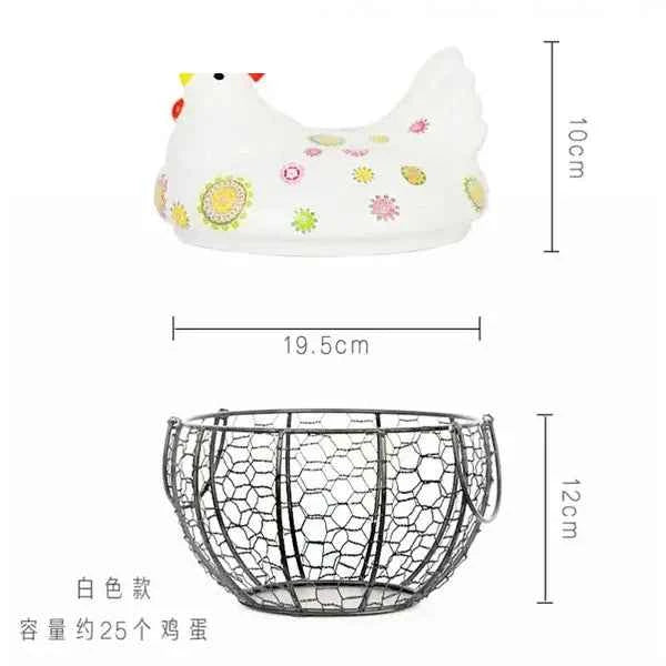 Eggs Basket with Ceramic Hen Lid - Egg Basket in Pakistan - Quirky