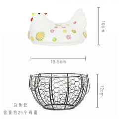 Eggs Basket with Ceramic Hen Lid - Egg Basket in Pakistan - Quirky
