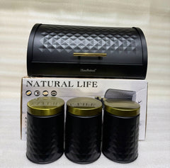 Natural Life Diamond Bread Bin Set - Matte Black