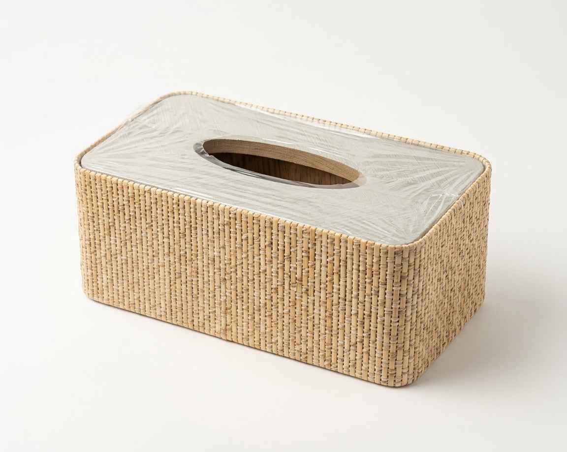 Woven Bamboo Tissue Box Cover - Beige