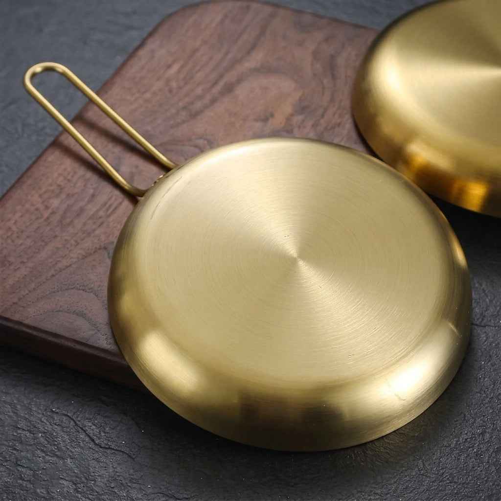Gold Stainless Steel Frying Pan with Long Handle