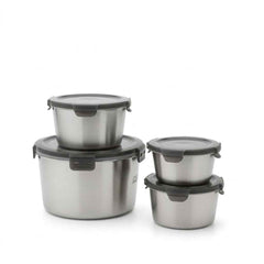 Stainless Steel Round Food Storage Container Set (4 Pcs)