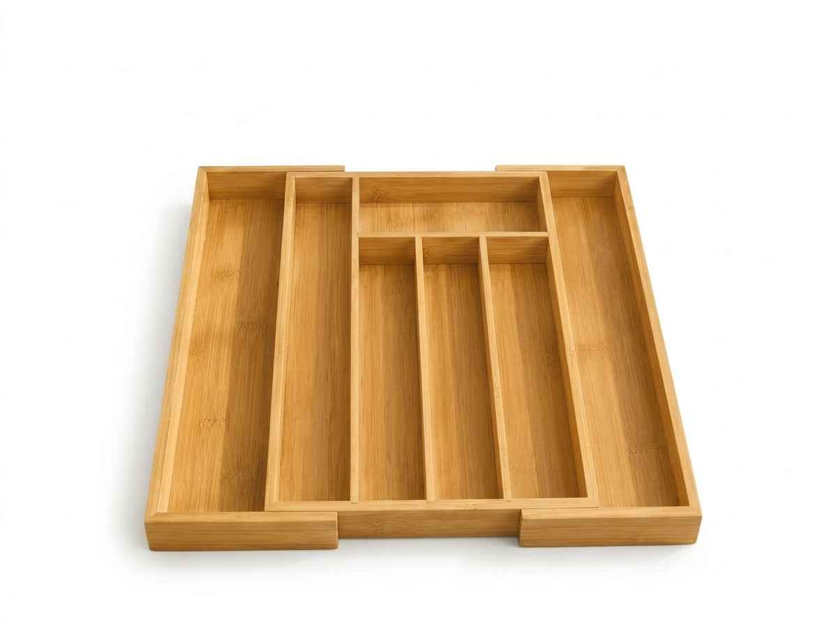 Bamboo Expandable Cutlery Tray Organizer - 7 Compartment