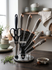 Grain Rain 8-Piece Rotating Acrylic Knife Block Set