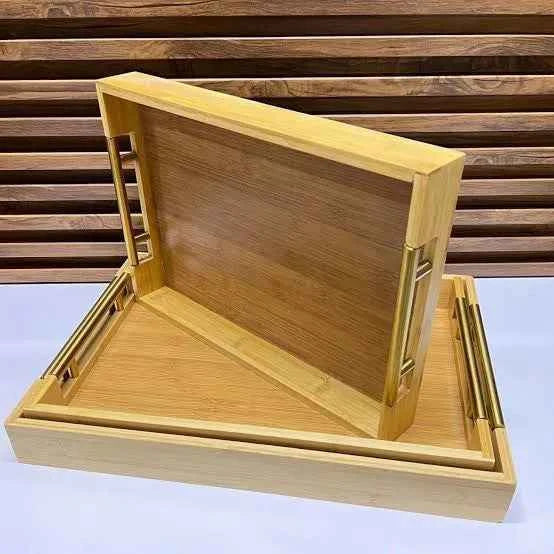 Premium Rectangular Bamboo Nesting Serving Trays Set