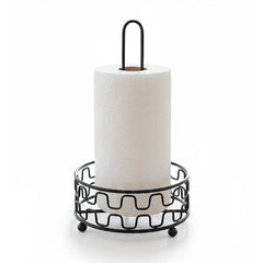 Modern Matte Black Metal Paper Towel Holder | Freestanding Decorative Kitchen Countertop Dispenser