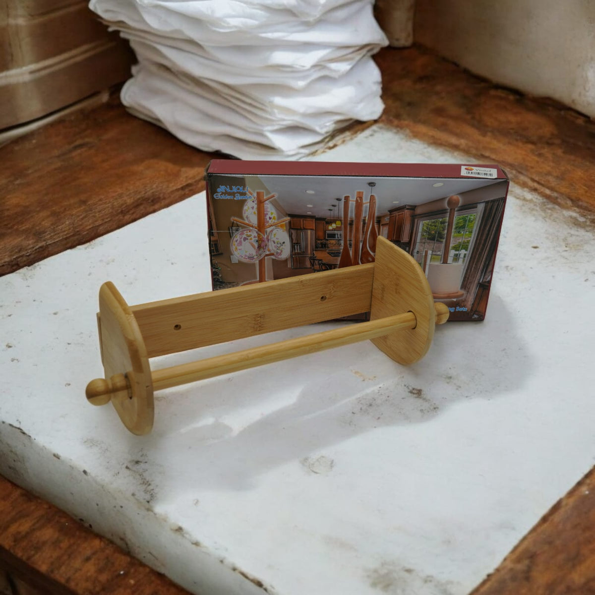 Bamboo Kitchen Tissue Roll Holder Wall Mounted
