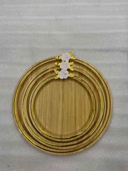 Round Bamboo Serving Trays Set of 3 with Gold Trim