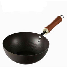 Black Wok Pan with Wooden Handle
