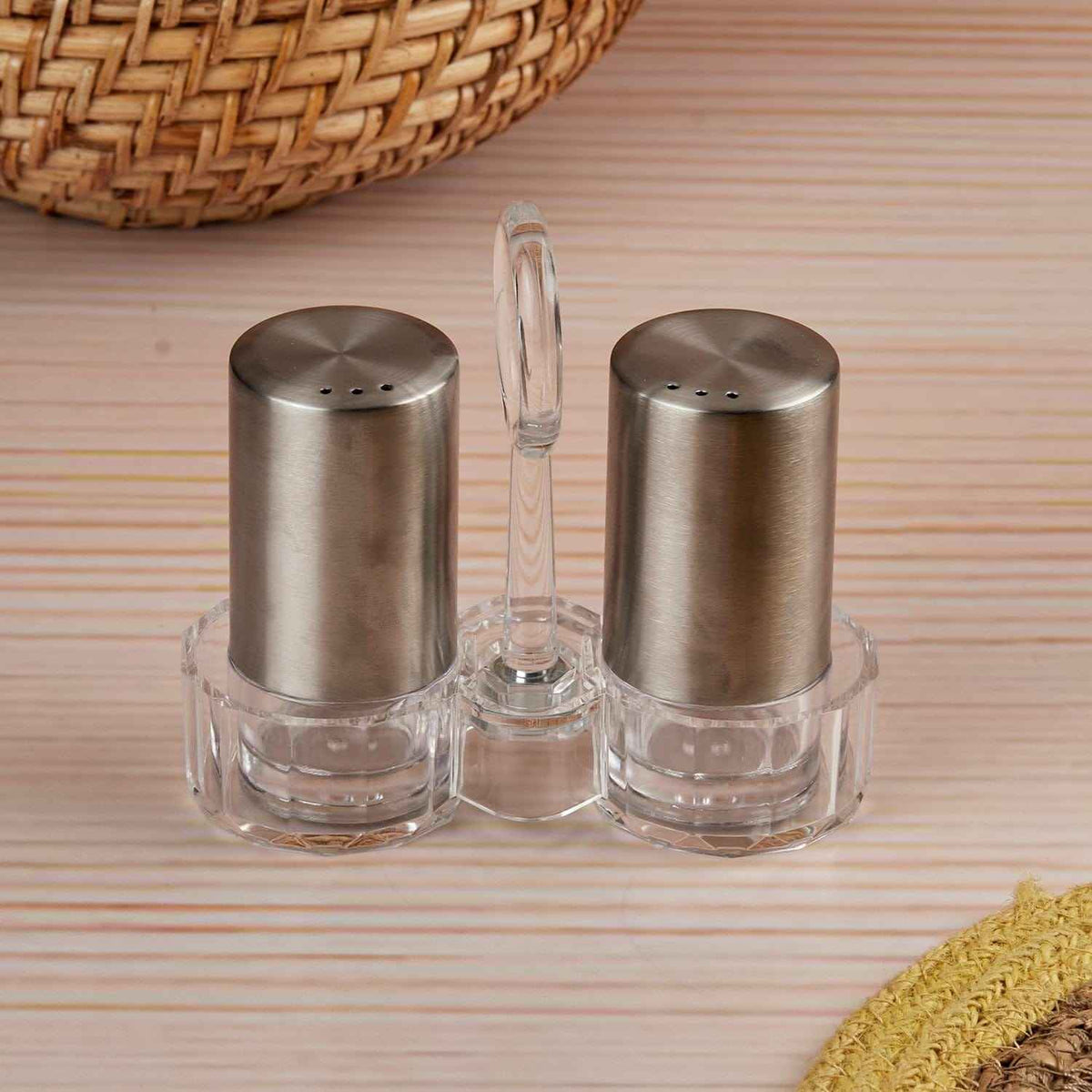 Salt & Pepper Shaker Set with Acrylic Stand
