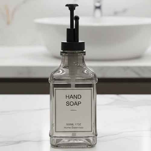 Glass Hand Soap Dispenser with Black Pump
