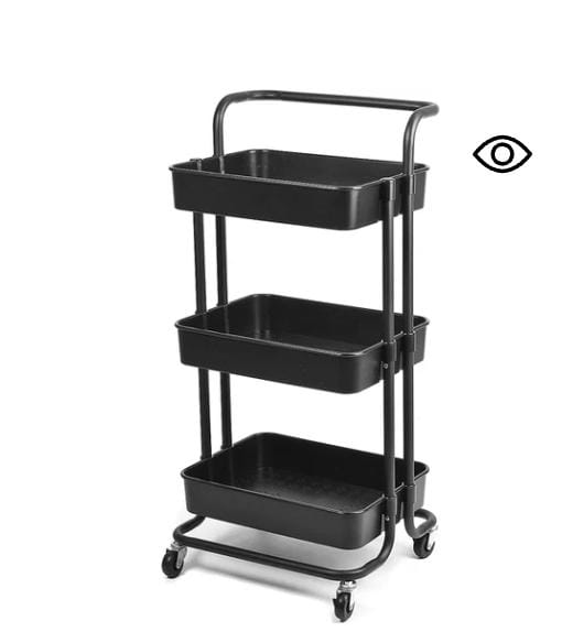 Black 3-Tier Utility Rolling Cart with Wheels
