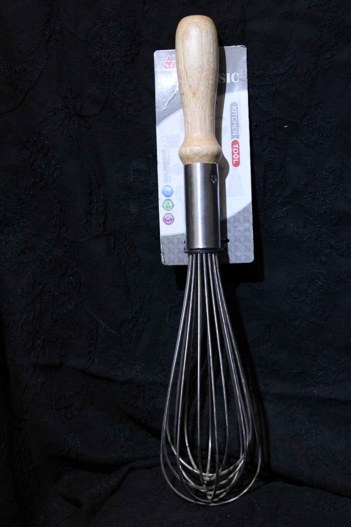 Classic Wooden Handle Stainless Steel Whisk