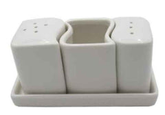 Ceramic Salt & Pepper Shakers with Toothpick Holder and Tray