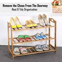 3-Tier Bamboo Shoe Rack with Side Handles