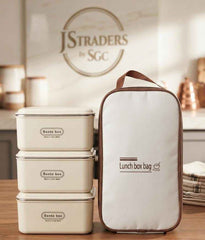 Stainless Steel Bento Box 3-Piece Set with Insulated Lunch Bag