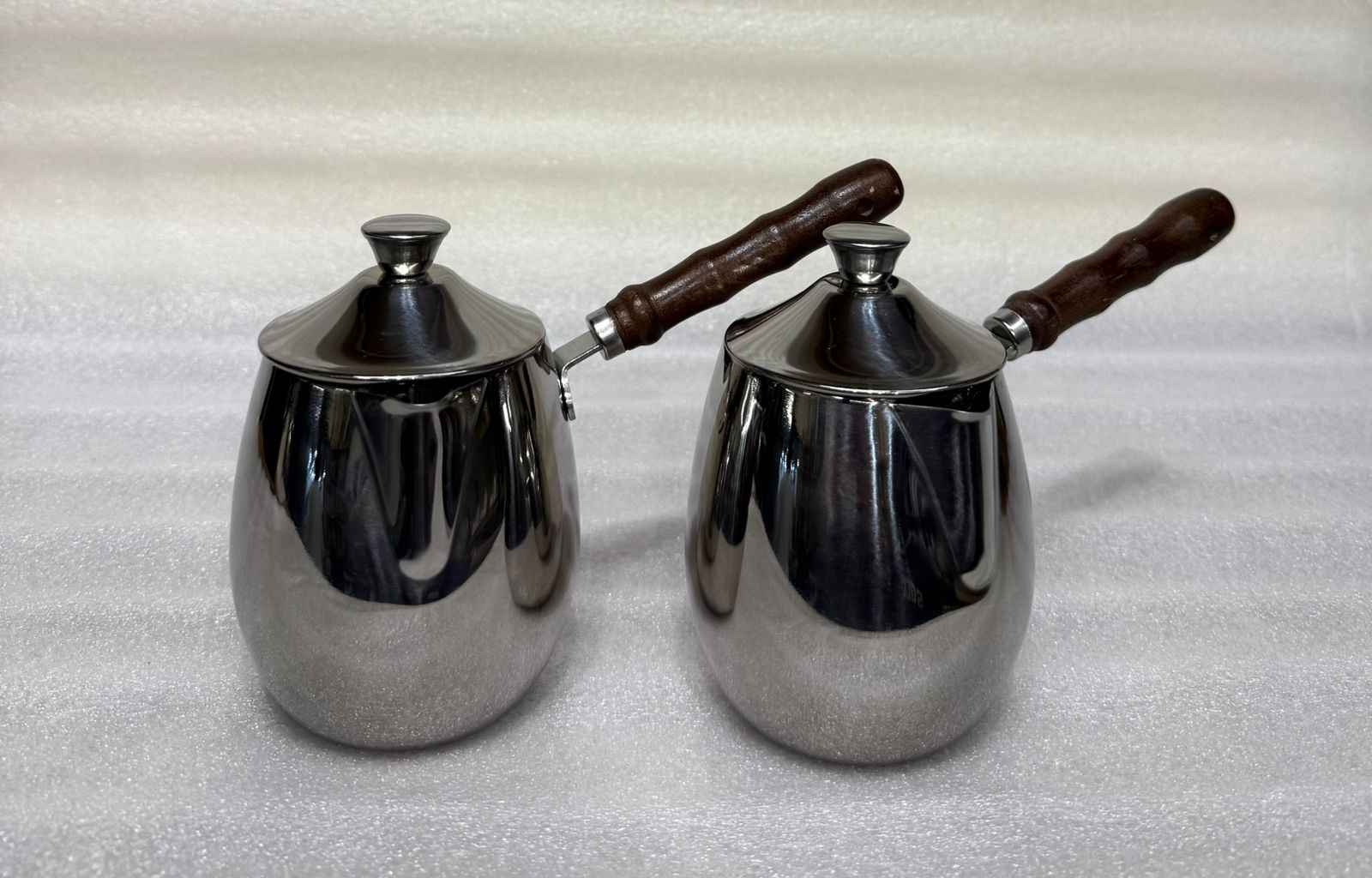 Stainless Steel Sugar Bowl & Creamer Set with Wood Handles