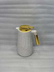 Premium White & Gold Thermal Vacuum Flask - Luxury Tea/Coffee Dallah (1L)