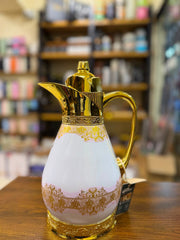 Luxury Arabic Thermal Flask Dallah (1 Liter - Pink & Gold Royal Finish)
