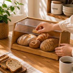 Bamboo Bread Box with Glass Lid