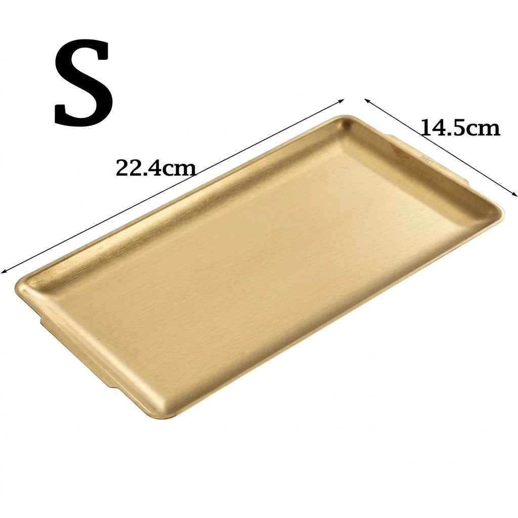 Gold Stainless Steel Rectangular Serving Tray