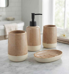 Two-Tone Ceramic Bathroom Accessory Set