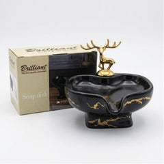 Brilliant Luxurious Soap Dish with Deer Decoration Soap Tray Suitable for Bathrooms