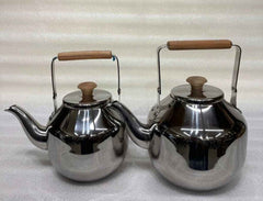 Classic Stainless Steel Tea Kettles with Wood Handle – Set of 2