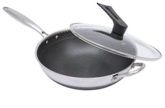 Stainless Steel Wok with Glass Lid (Compact)