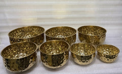 Gold Hammered Stainless Steel Mixing/Serving Bowls Set of 7
