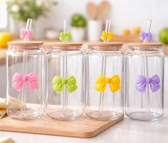 Glassium Bow Tumbler Mug With Straw 500ml