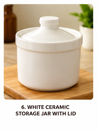 Classic White Ceramic Sugar Pot with Lid
