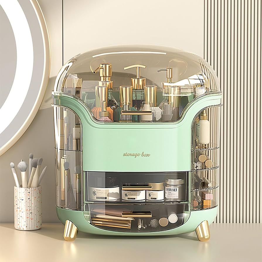 Luxury Rotating Cosmetic Organizer 360 Makeup Storage Box Moisture Proof & Stable