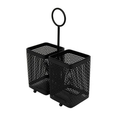 Black Wire Mesh Cutlery Caddy with Handle