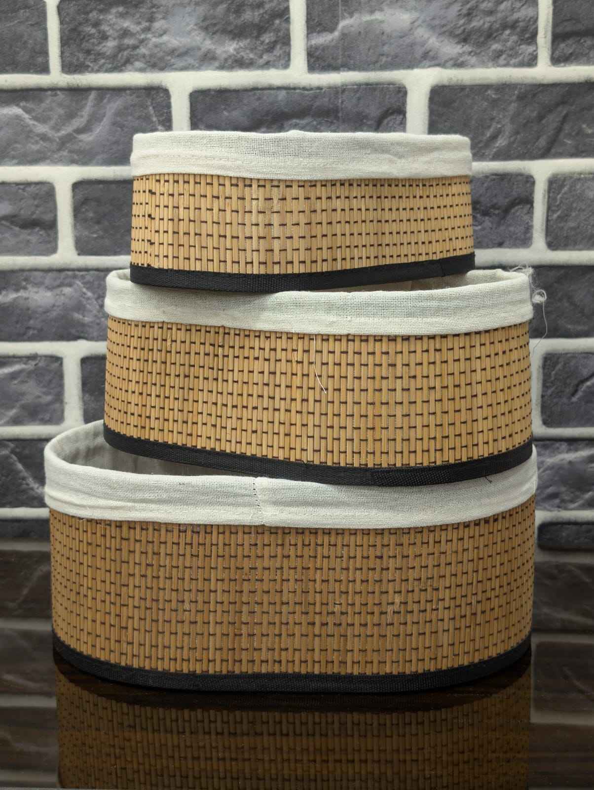 3Pcs Wooven Ratan Material Multipurpose Use Basket
