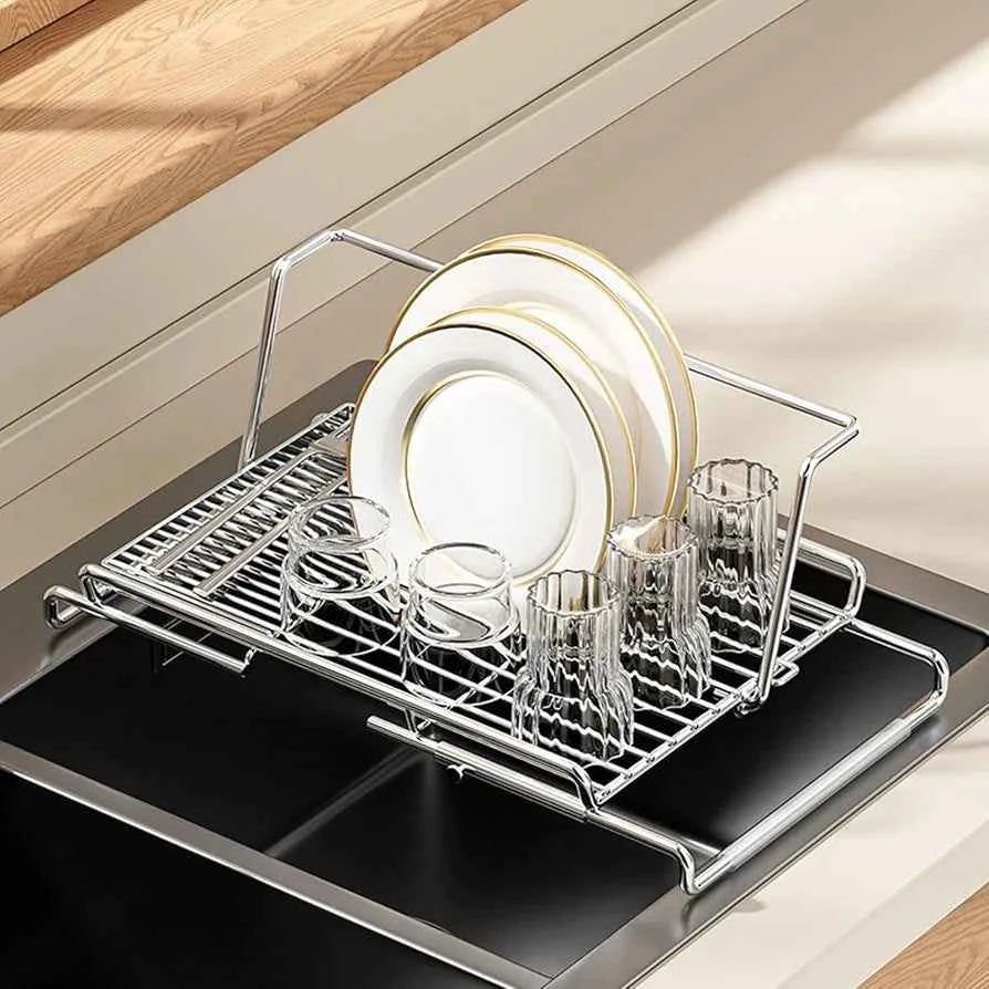 Over Sink Dish Drying Rack Expandable Stainless Steel Dish Holder